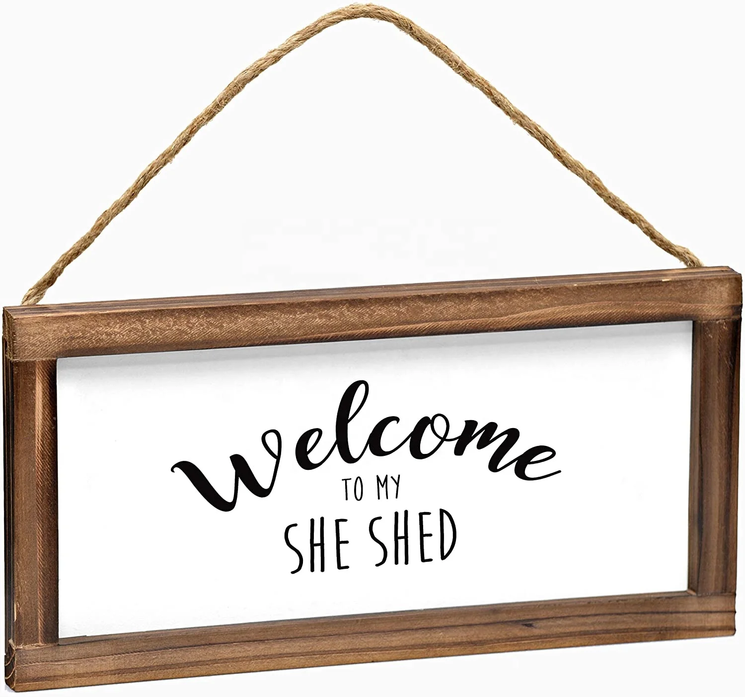 Welcome to My She Shed Sign - Hanging Rustic Farmhouse Decor for the Home - She Shed Decor, Modern Farmhouse Wall Decor, Rustic