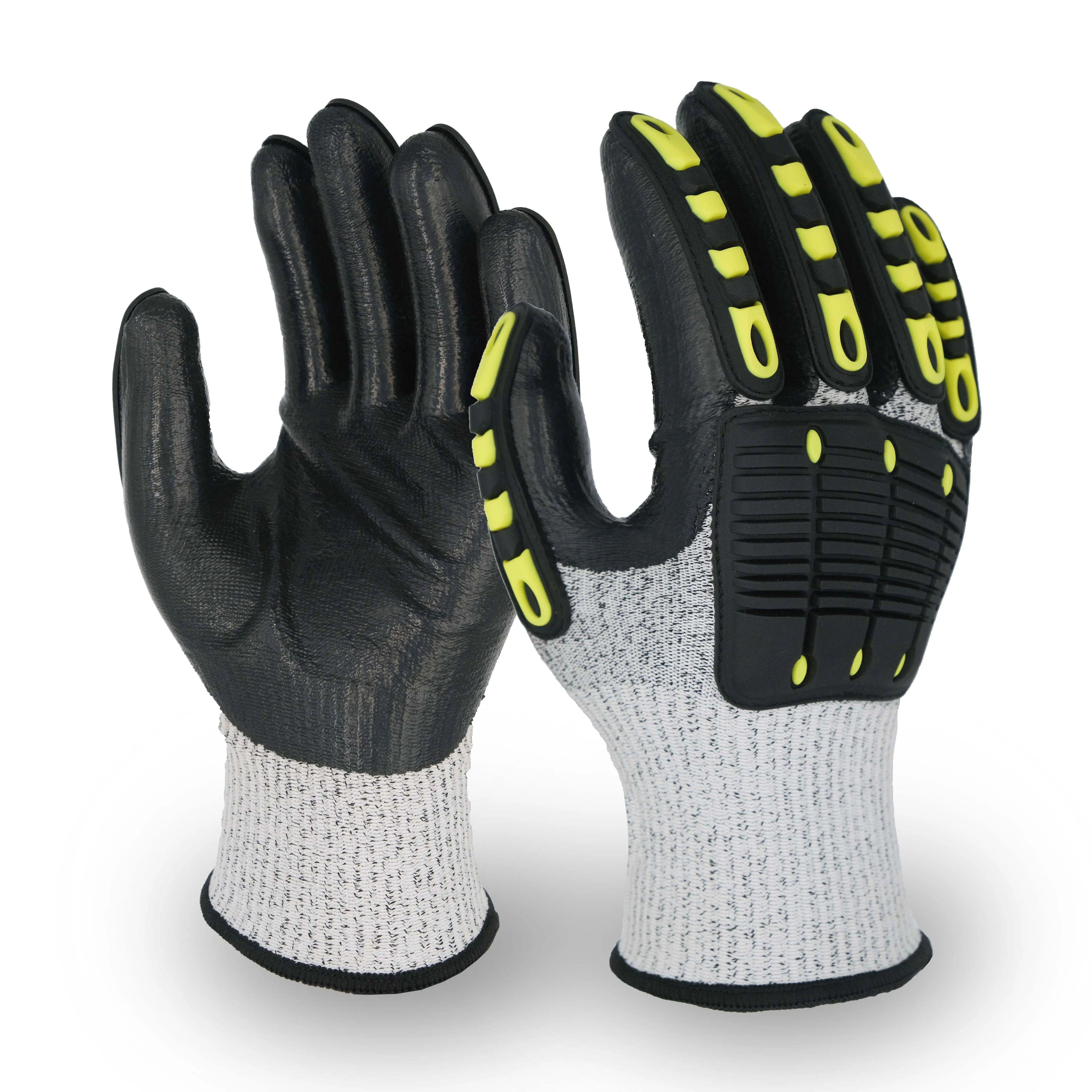 SKYEE Strong Nitrile Glassfabric En388 Level 5 Anti Cut Impact Resistant TPR Work Mechanic Construction Glove for Auto