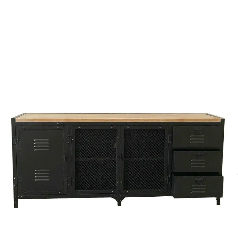 Industrial wind iron art kitchen dining side cabinet multi-functional storage wine cabinet cupboard counter for dining table