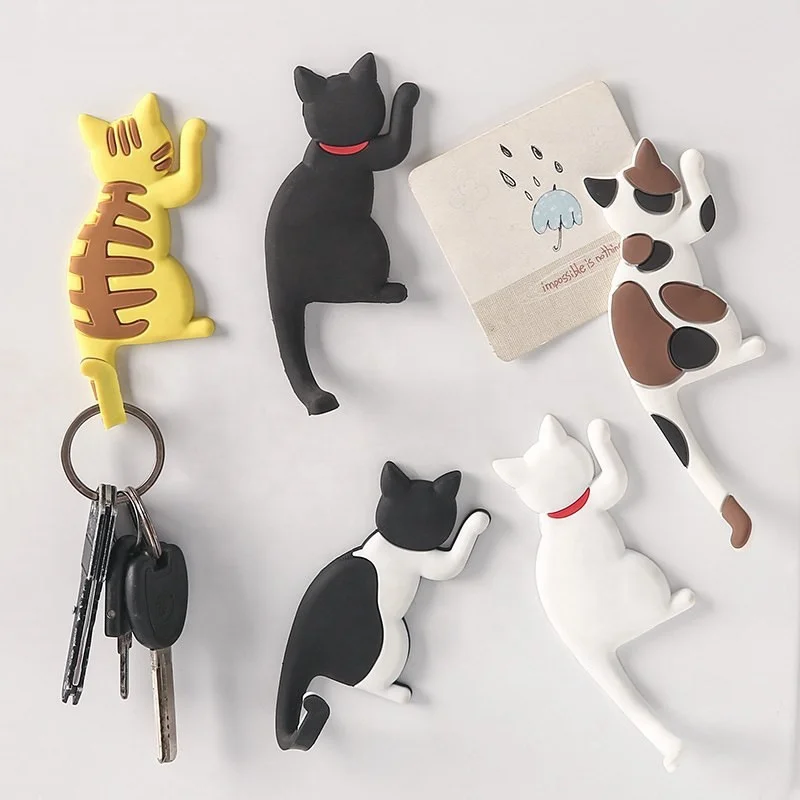 2022 Amazon new creative cute cartoon practical magnets cat tail hook Refrigerator sticker hook