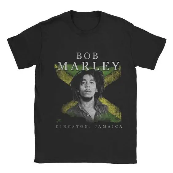 2D Printed Bob Marley Kingston Jamaica Cotton T-shirt Customized Jamaican T Shirt Unisex Drop Shipping Short Sleeve T-shirts