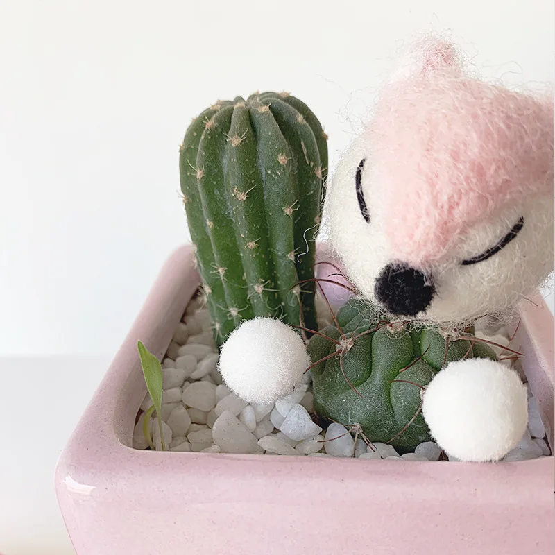 Funny Flower Pot Accessories Cute Animal Hairball Plant Pot Fittings