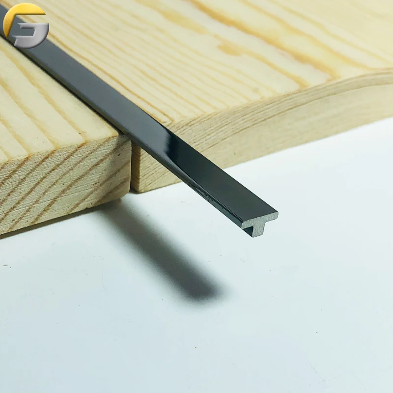 ZE00108 оптовая продажа, T-образная форма, размер 8x4 мм, Hairline, полированная плитка из нержавеющей стали, отделка ss t-профиль