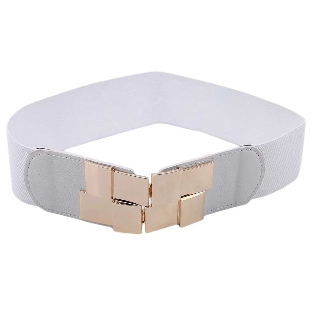New fashion decoration with elastic luxury metal buckle belt for women adjustable ladies dress waist belts