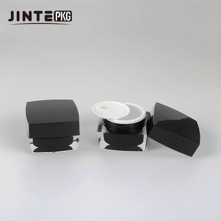 Wholesale 5g 10g 15g 30g 50g  Empty Black Square Acrylic Plastic 1oz 2oz Cosmetic Cream Skin Jar for Uv gel nail