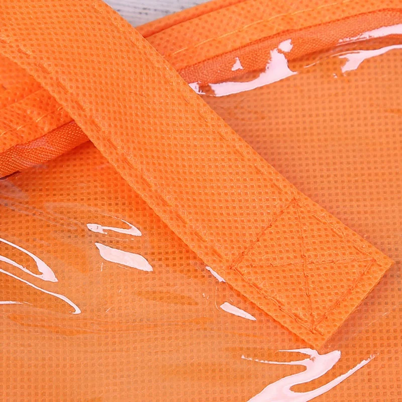 Eco-friendly Circle Transparent Cartilage Zipper Cosmetic Customized Gift PVC Non Woven Fabric Bag