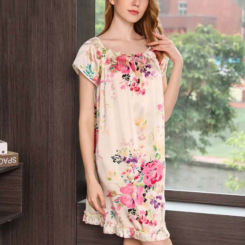 Nightgowns Baju Tidur Import China Wanita Piyama Pijama De Dama Pyjama Cartoon Milk Silk Pajama One Piece Sleepwear