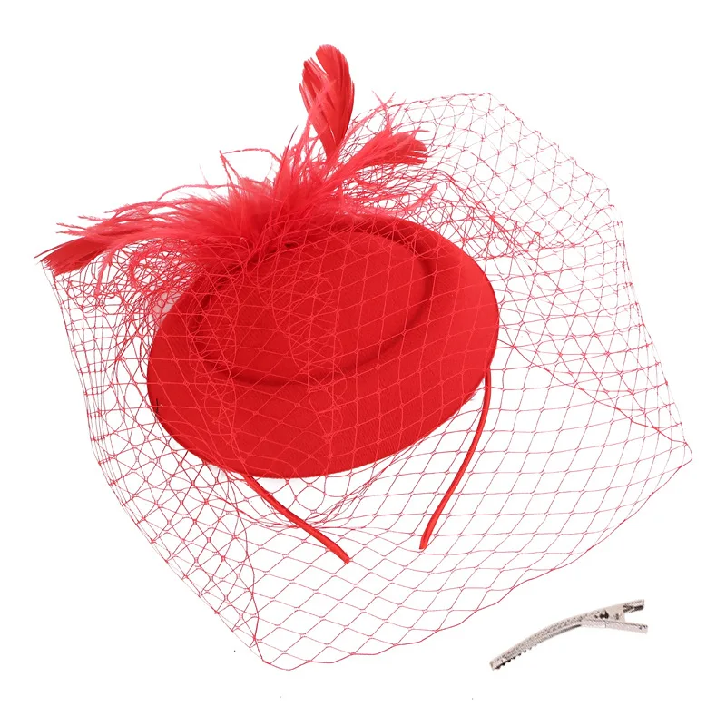 Wholesale 20s 50s Style Fascinators Pillbox Cocktail Tea Party Hat with Embroidered Pattern and Veil for Girls and Adults