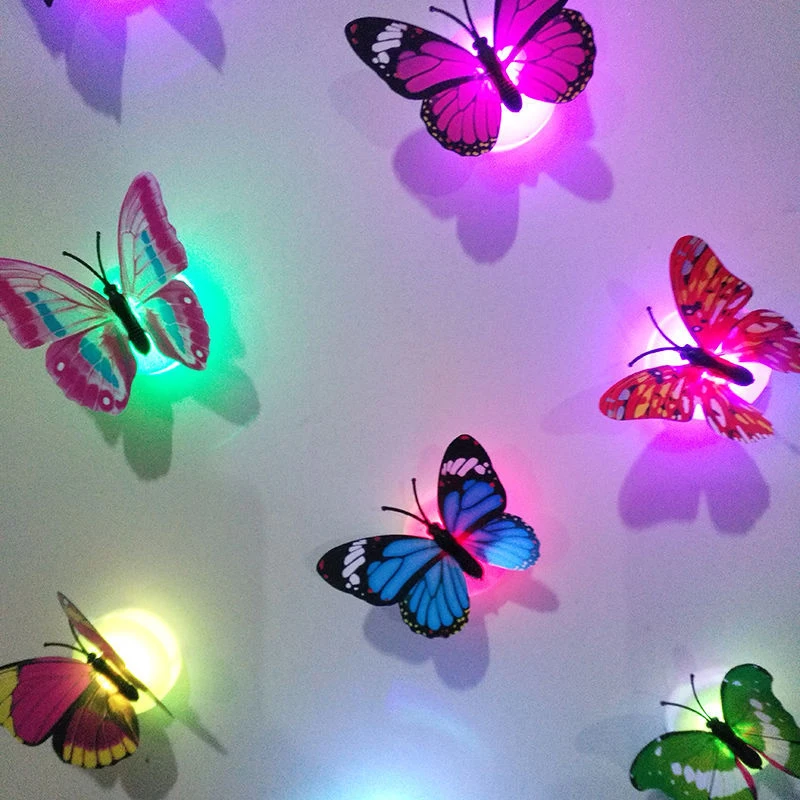 3d LED gold butterfly wedding Decorations for birthday party supplies butterfly party decorations wall decor