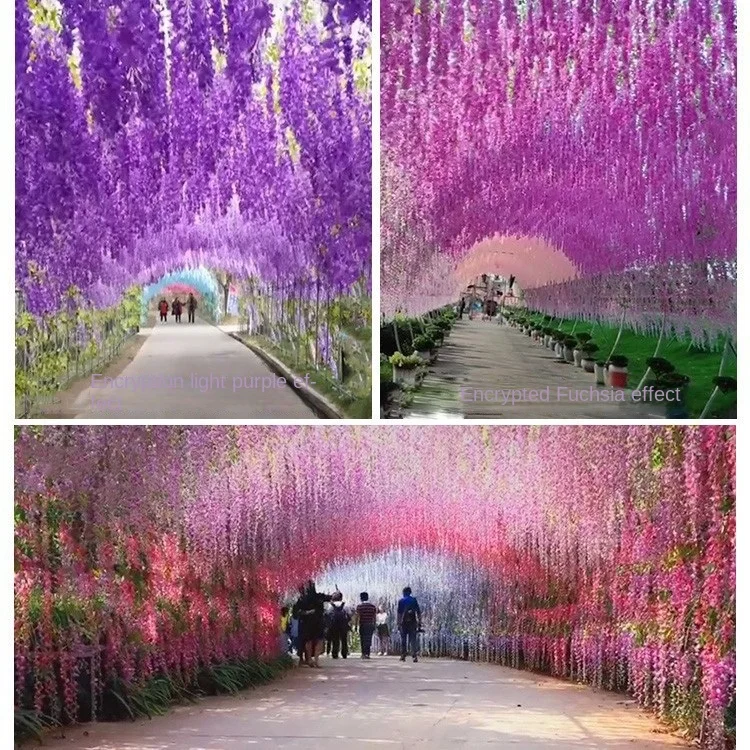 Simulation Vine Red Corridor Hanging Artificial Plastic Flowers Green Leaf Cloth Decorative Encryption Living Room Flowers