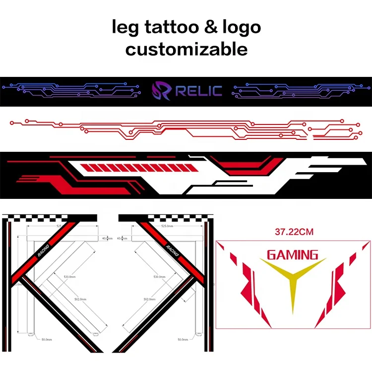  Color Box Packing New Design Metal Frame E-Sport RGB K Shape Gaming Table