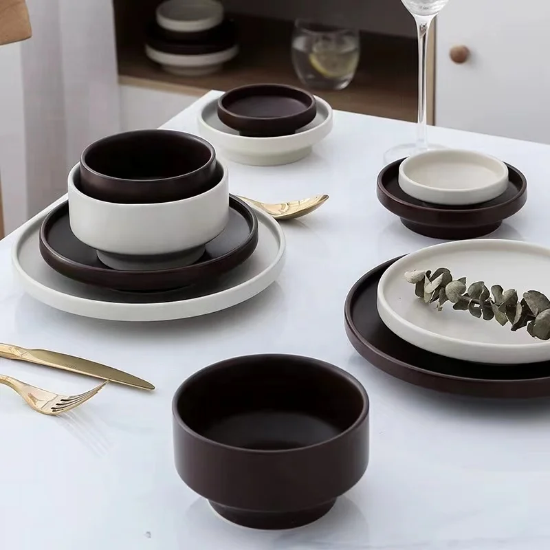 Керамическая посуда под заказ керамическая из реактивной глазури Обеденный набор с чашками тарелки