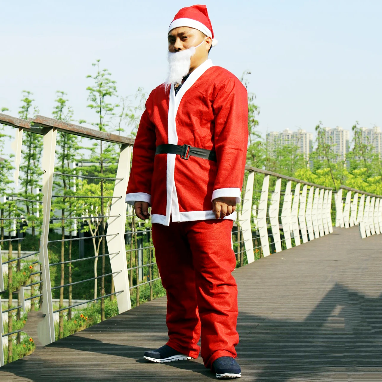 Оптовая продажа, Нетканая войлочная Рождественская одежда, детские костюмы Санта-Клауса, взрослый костюм Санта-Клауса для мужчин