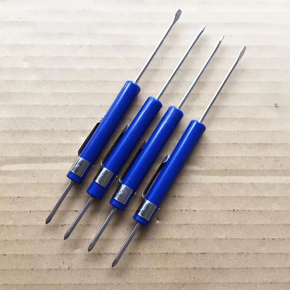 Promotional Screwdrivers Custom Cross Recess and Flat Two End Mini Screw Tools with Pen Clip