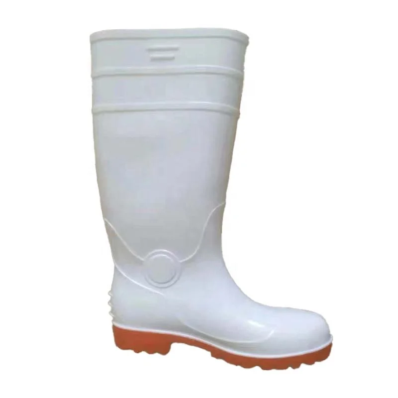 Custom Logo Knee High PVC Work Boots, Wellies Gumboots, Pvc White Safety Rubber Boots For Food Industry