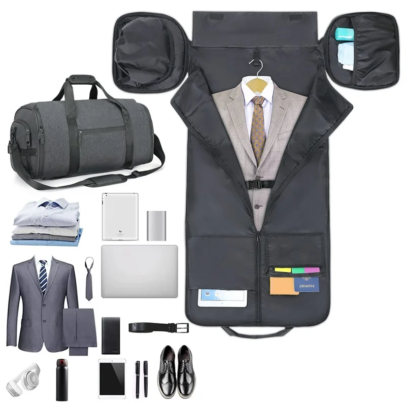 OEM Men Rolling Garment Cover Unisex Foldable Travel Suit Bag with Shoe Pocket Garment Suite case Travelling Bags Luggage