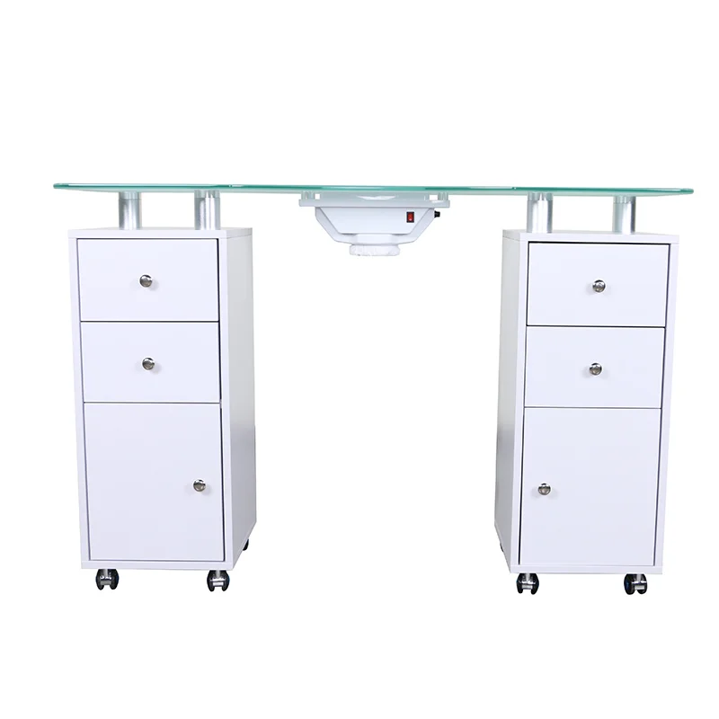 Light Luxury Manicure Table Nail Salon Furniture Pedicure Storage Desk with Double Drawers MDF Modern Durable Vanity Table
