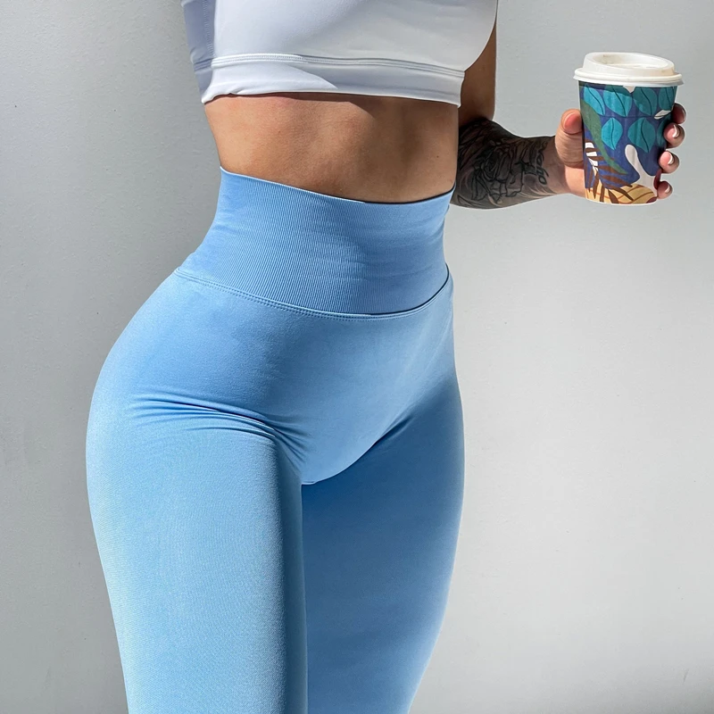 Wholesale Custom Sexy Hide Cellulite High Elastane High Waist Scrunch Bum Yoga Gym Fitness Seamless Leggings For Women