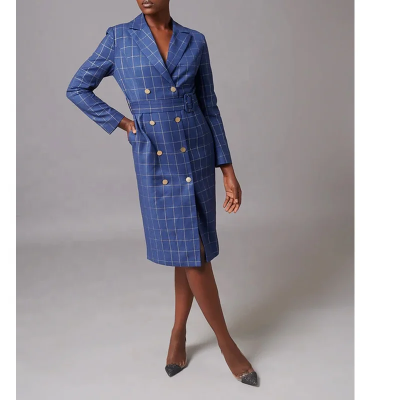 French style  elegant simple high-end slim fit OEM  fashion work career dress for Fat women small quantity clothing manufacture