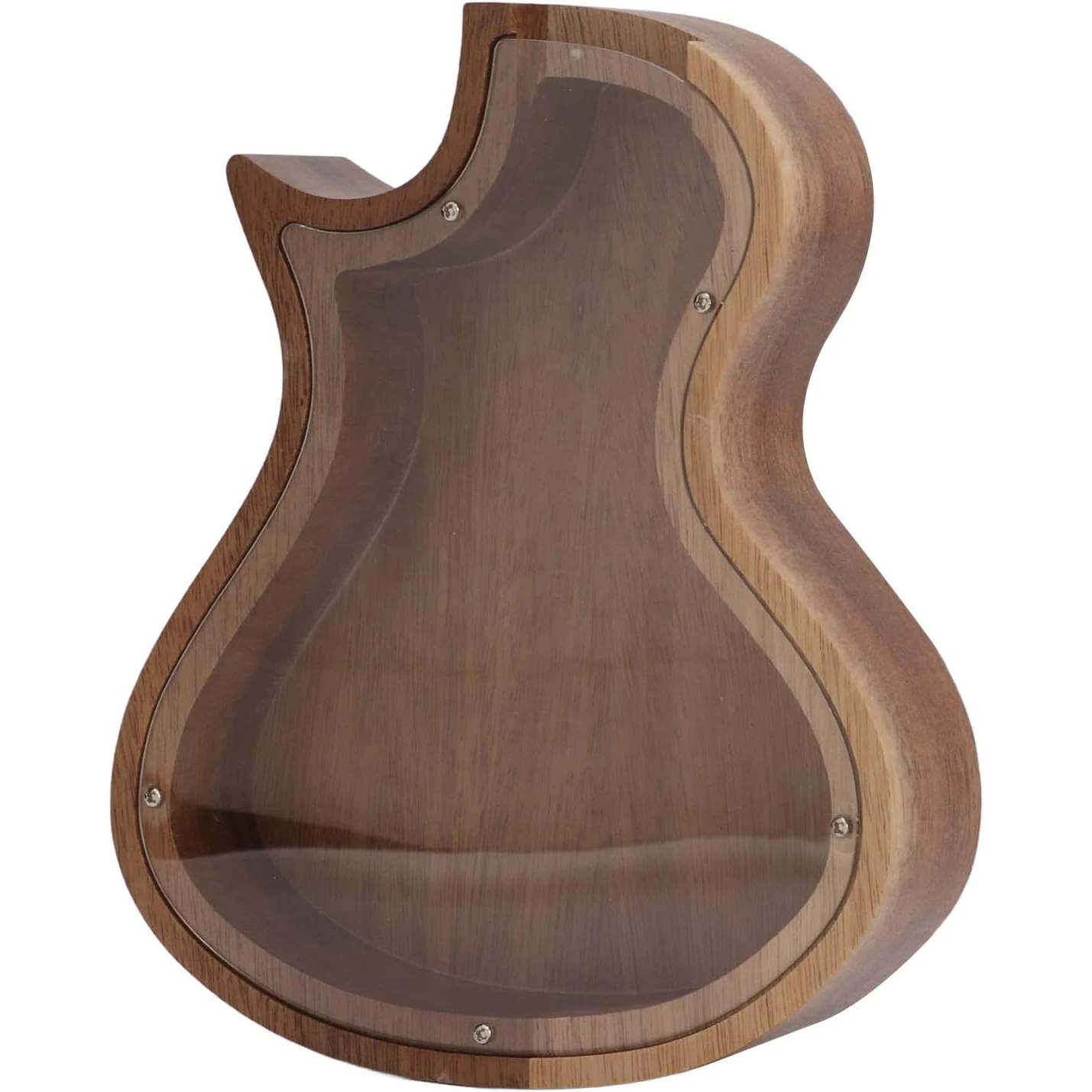 Wooden guitar shape clear coin piggy bank HS for kids Boys Girls adults HS for gifts and home decor