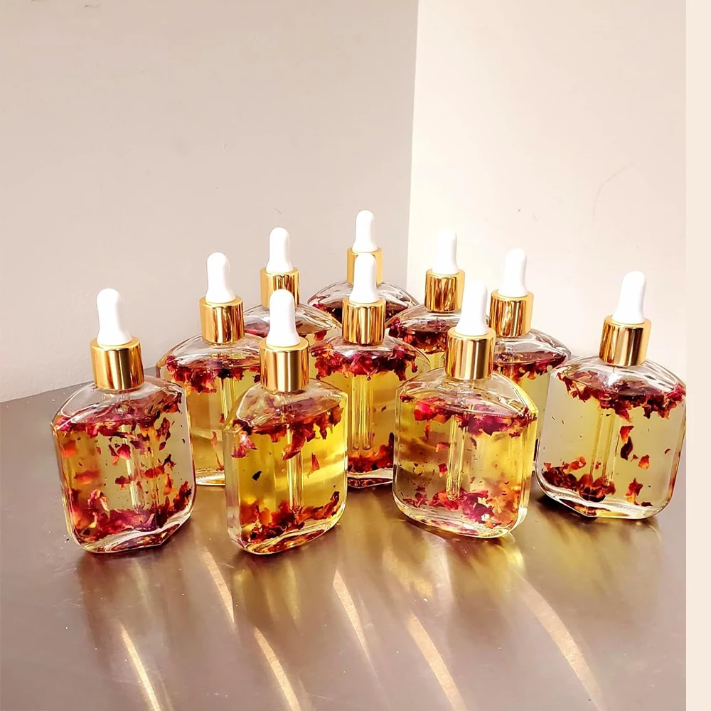 LOW MOQ Organic Rose Calendula Body Oil Firmer Non-Greasy Anti-Drying Unwind Body Glow Massage Massage Essential Oil Wholesale