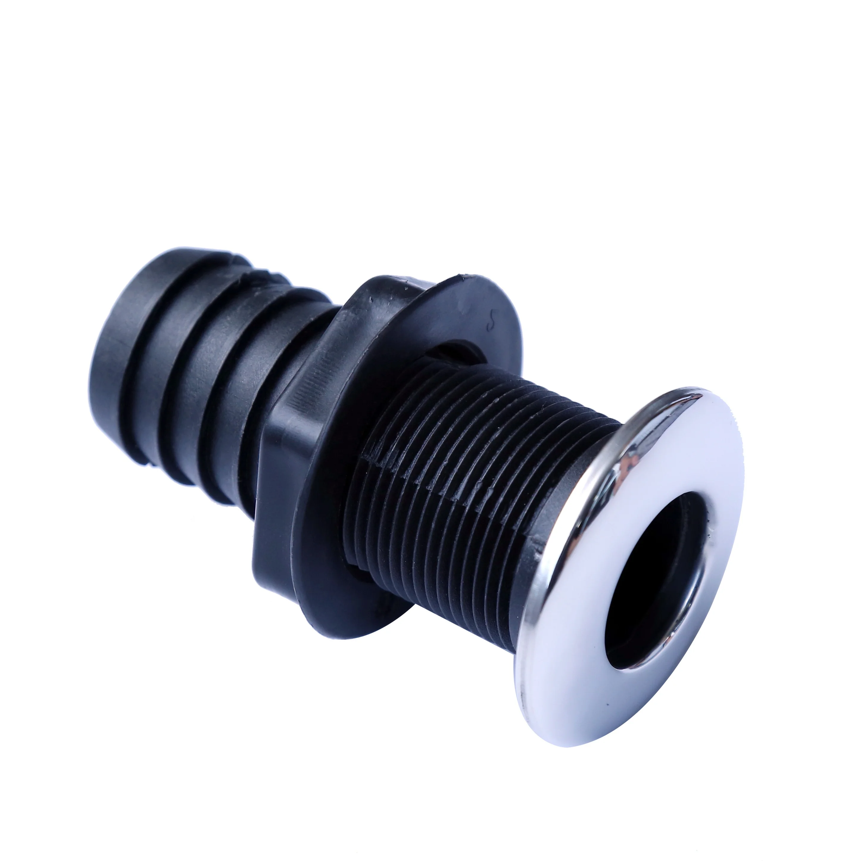 Xiamen Sunshine Marine Straight 316 SS Trim Cover Black Poly Thru-Hull/Scupper Drain with Rubber Flapperfor Bilge Pump