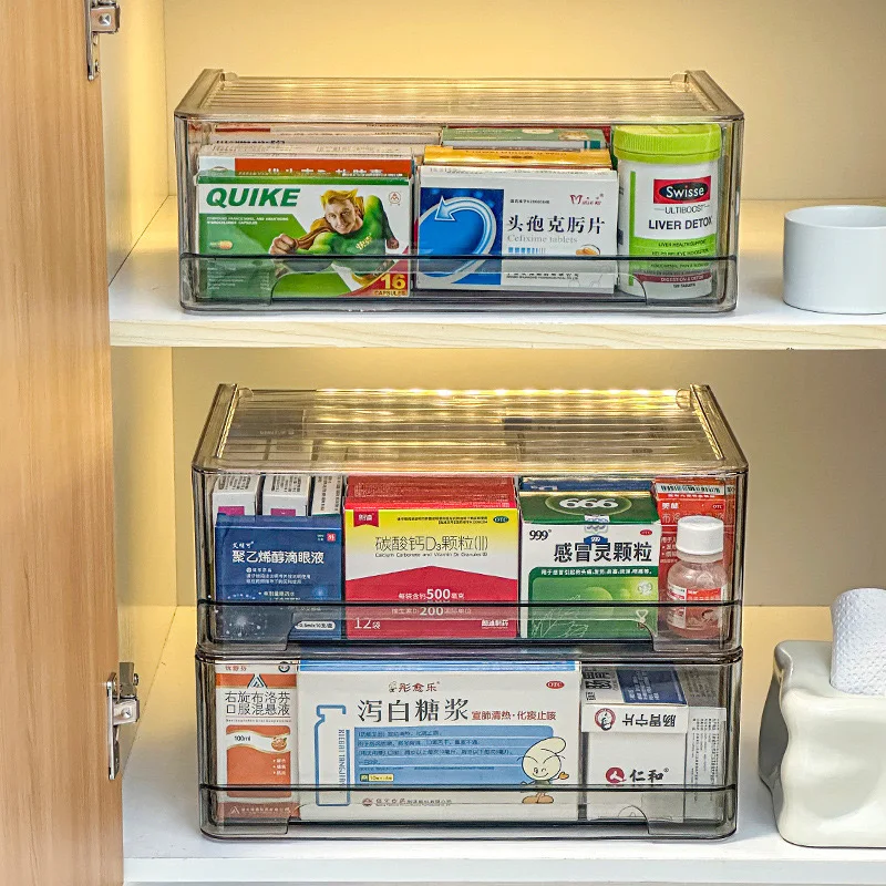 Medicine drawer Home medication storage Clear pill case Storage cabinet Acrylic household necessities