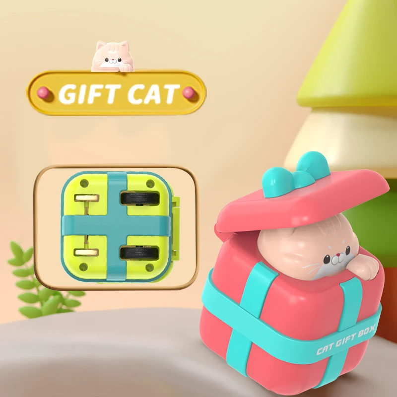 FiveStar New Cute Sliding Pull-back Cat Car Friction Toy Vehicle Plastic Cartoon Gift Cat Press and Go Cars Toys For Children
