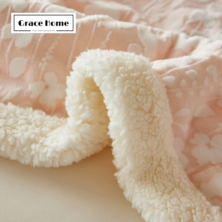 Grace Home Luxury Curtains For Living Room Sherpa Flannel Anime Jacquard Throw Adult Bath Towel Knitted Shawl Blanket