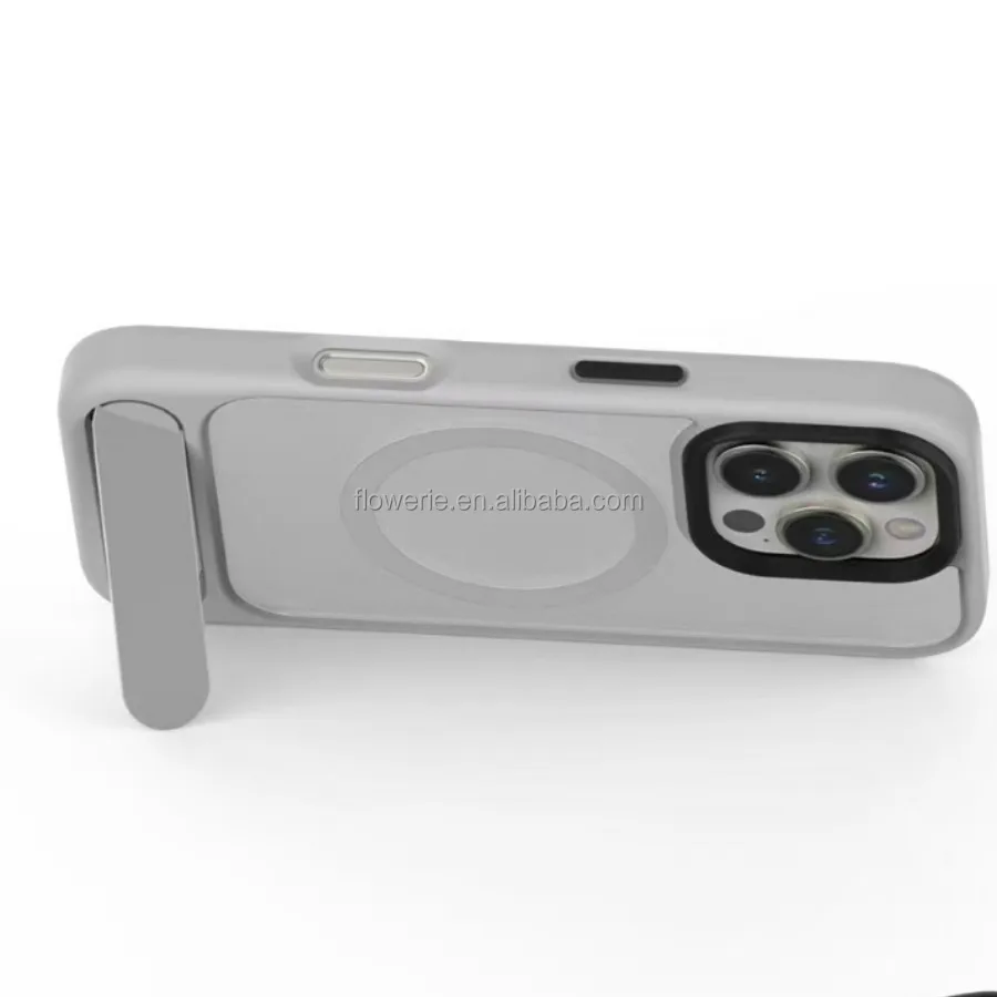 Desert gold transparent back TPU PC Combo Metal Stand holder Shockproof Matte Phone Case Luxury Cover for iPhone 16 Pro Max