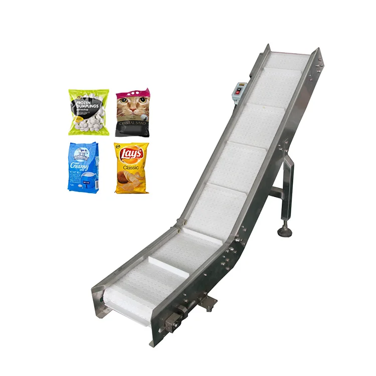 finished product inclined take off conveyors for food packaging bags