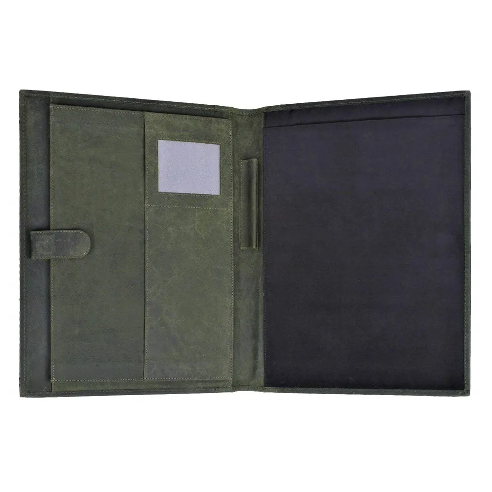 Office Meeting Custom Print LOGO Branded Zip Mobile Pen Business Card Holder Clipboard Leather File Folder Padfolio For Document