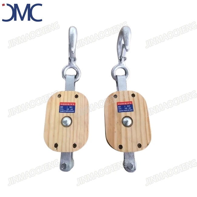 Wooden regular chain and rope single pulley blocks
