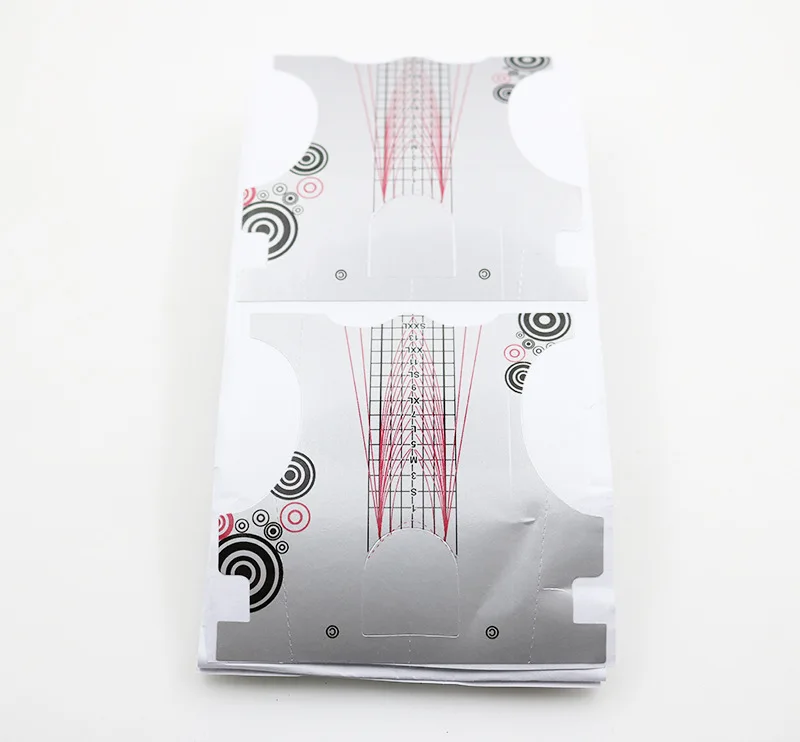 DKW Nail Art Tip Extension Nail Form Roll Thick Mold Laser Acrylic Long Nail Art Form Holographic Silver Black Fish Shape Paper