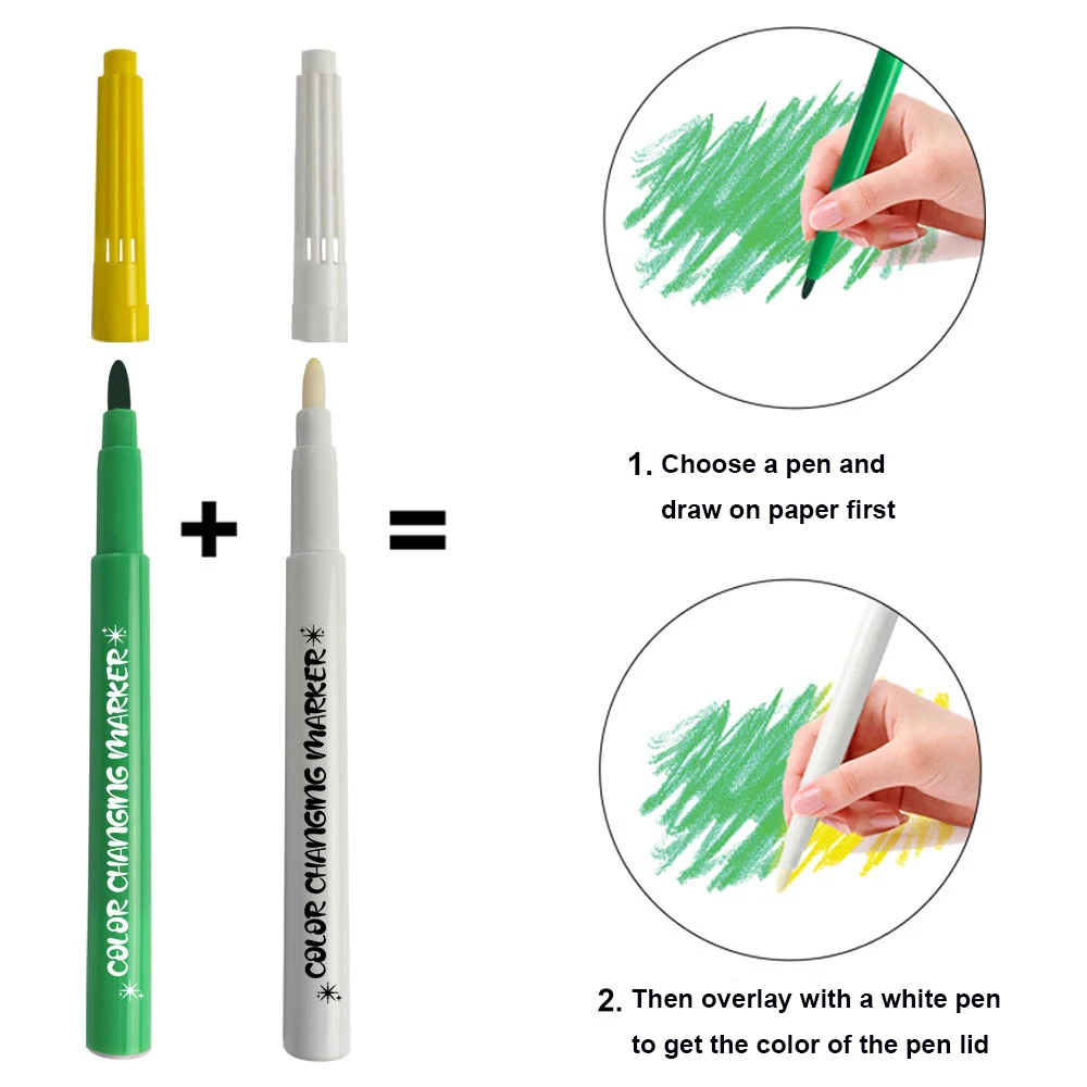 Popular sales 9+1 Colors water color magic changing color marker pens