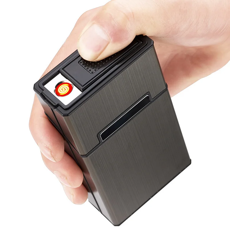 Wholesale Custom Logo 20 Pcs Metal Modular Cigarette Case With Removable  USB lighter