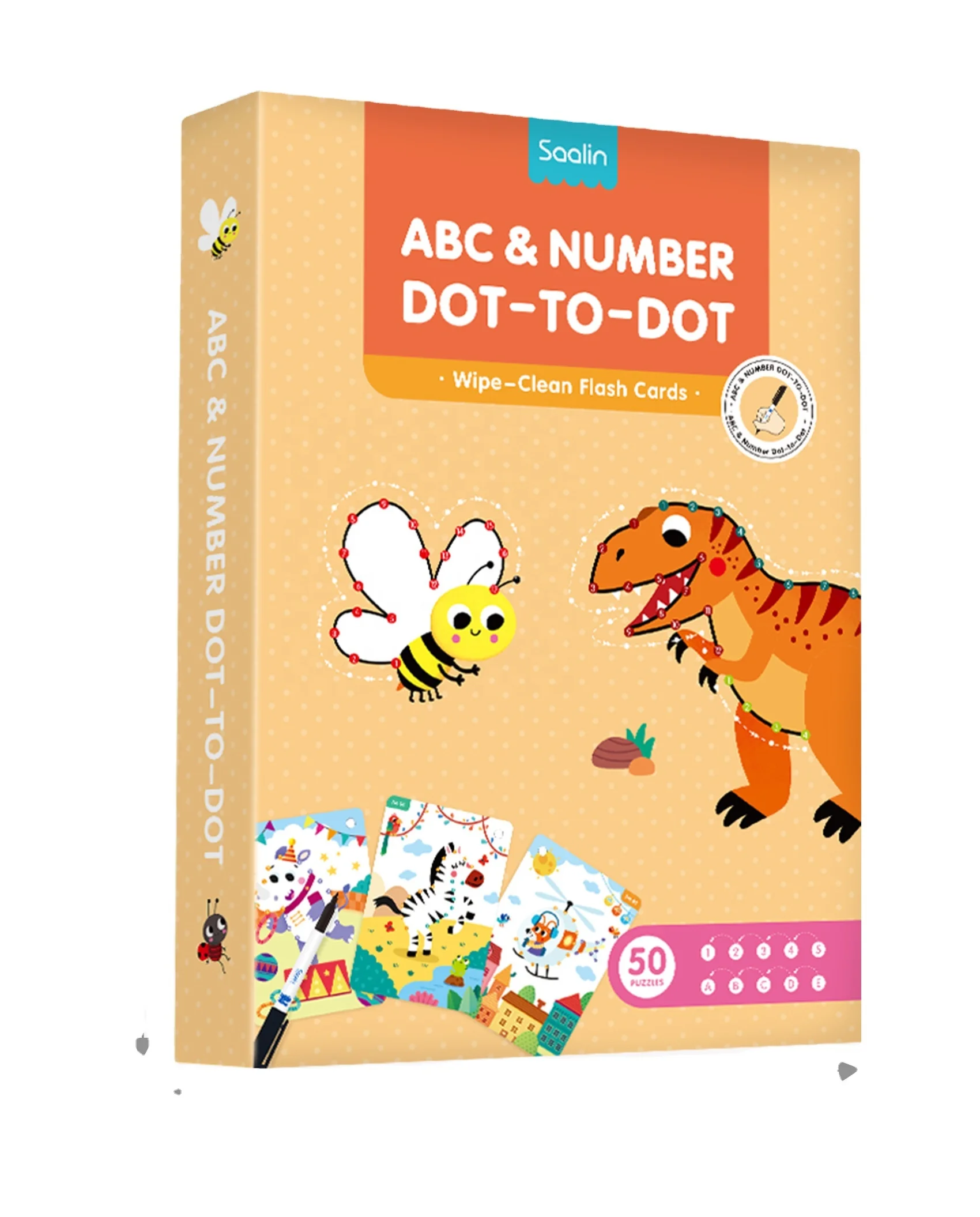 Ready to ship Level Intermidiate-Clean Pen Control 50 Training Designs ABC NumberFlash Cards (Wipe Clean Learning Books)