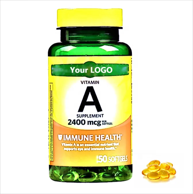 OEM 100% Natural Vitamin A Capsules with Vitamin D Supports Antioxidant Halal Vitamin A Palmitate Oil Softgels