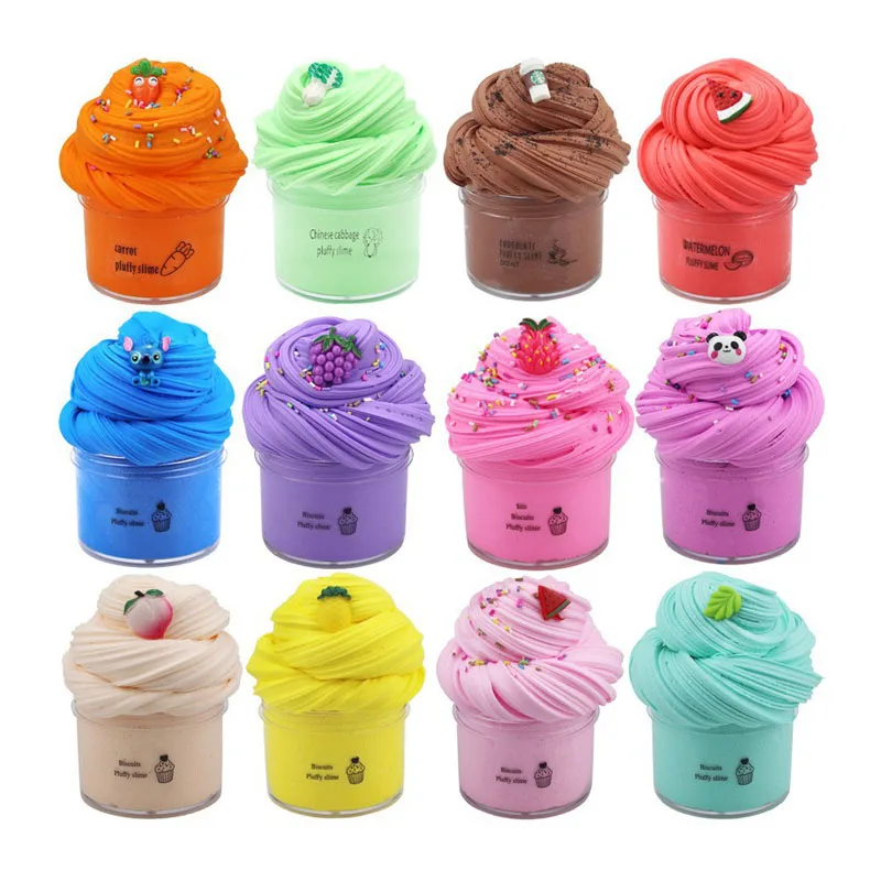 Paintyou Factory direct sales Colorful soft clay toys slime for kids 200ml fruits fluffy slime Space mud