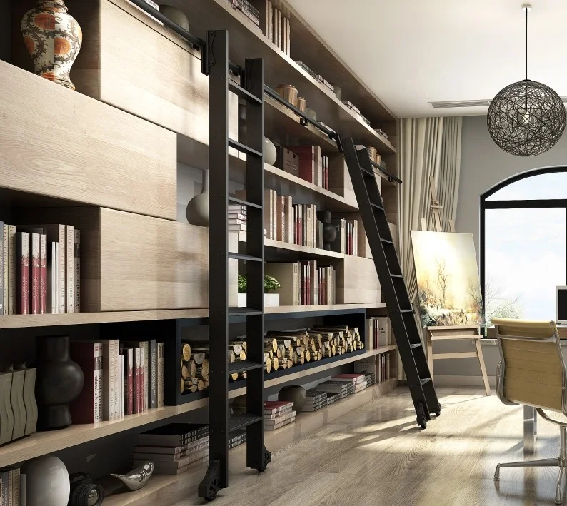 
Sliding Rolling Ladder Hardware for Library and bookshelf. 