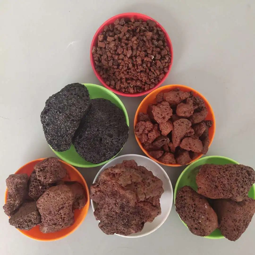 Good quality of red lava stone volcanic rock for garden road basaltic volcanic rock