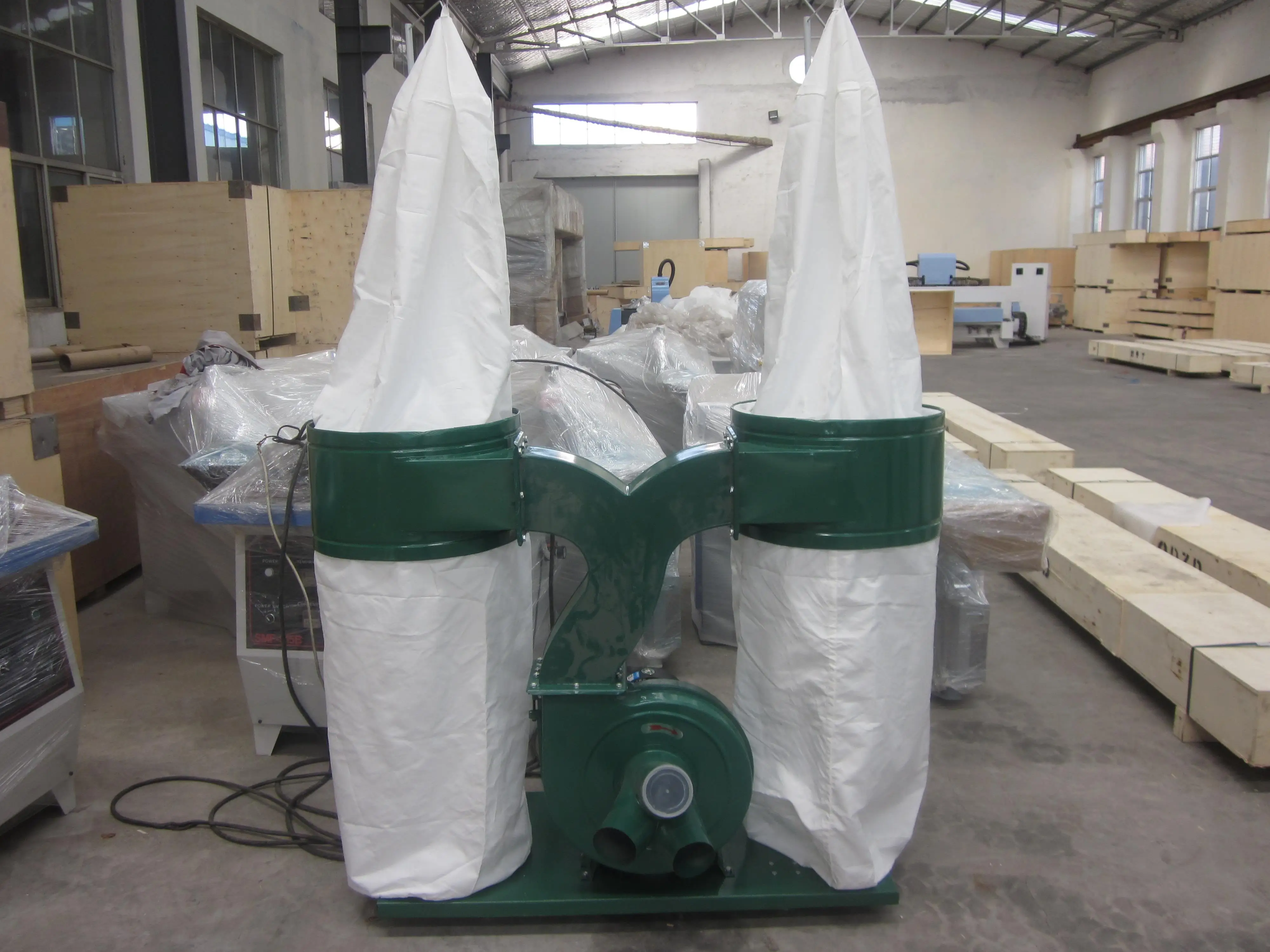 HOLZTECH 3KW Two Barrels Four BagsWood Vacuum Dust Collector Saw Dust Collector