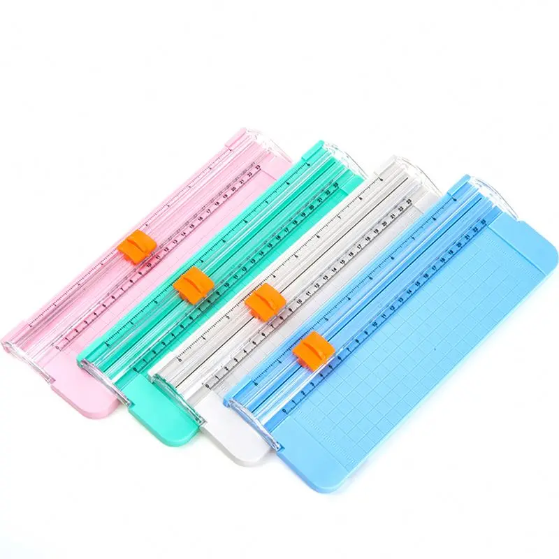 Office custom logo  sheets A5 office manual mini rotary paper cutter trimmer with pull out ruler for paper cut