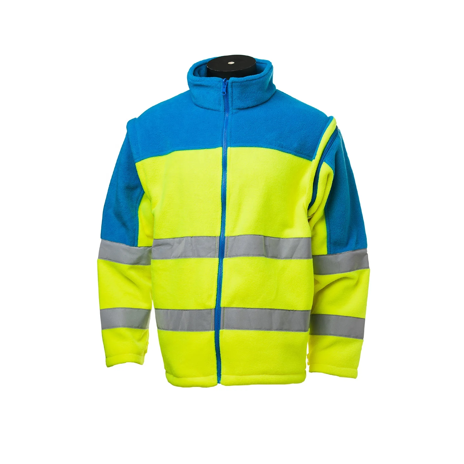 Winter Hi-vis Reflective Roadway Safety Clothing Long Sleeve Parka Polar Fleece Detachable Liner 4 in 1 Safety Jacket