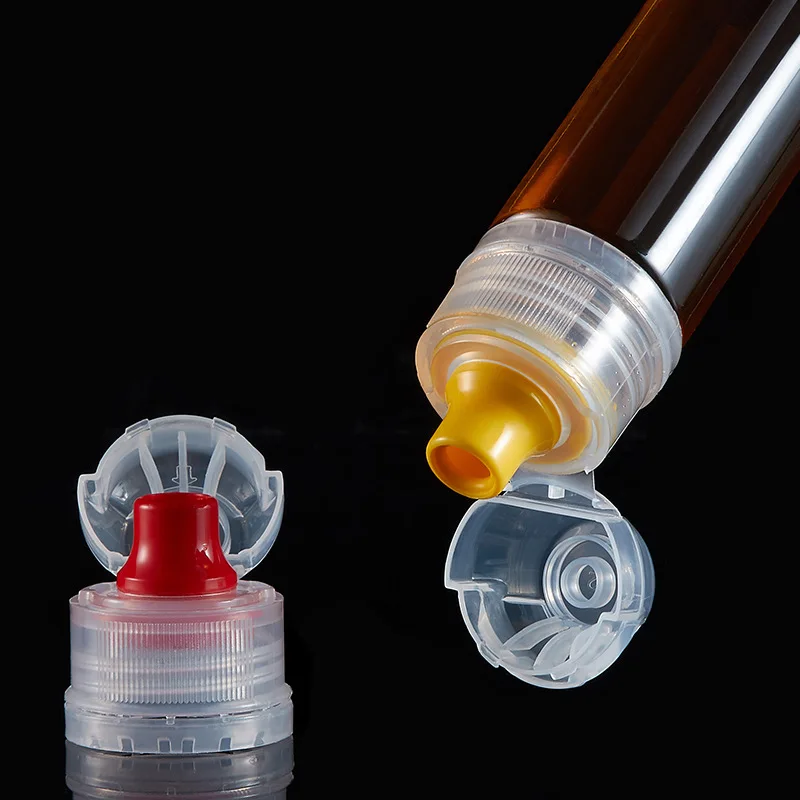 New design ketchup cooking oil honey squeeze non spill pilfer proof 28 410 38/410 silicone valve bottle cap flip top cap