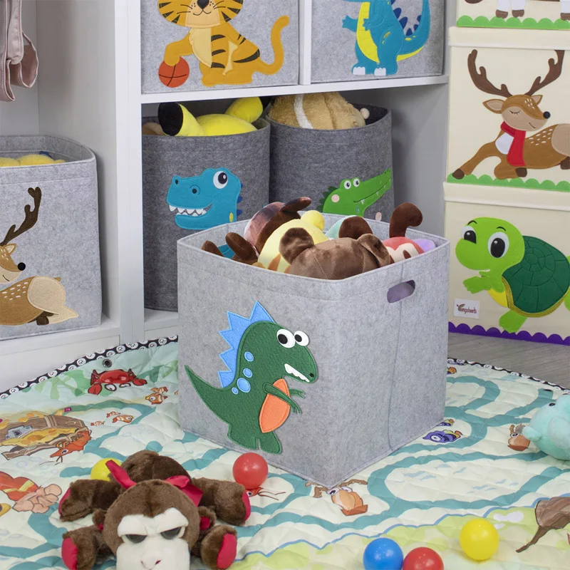 Custom Felt Foldable Storage Box woven Storage Basket For Shelf Collapsible Carry Handles Felt Closet Storage Laundr