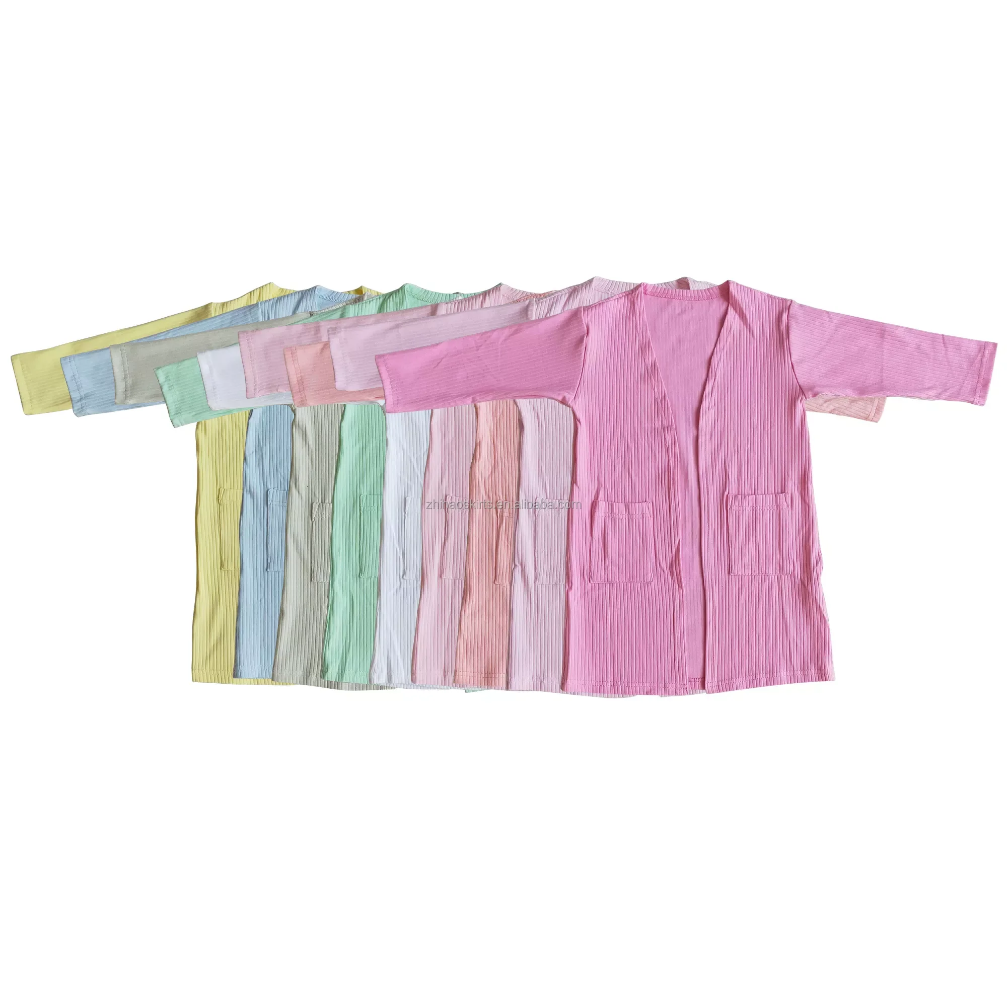 Children Clothing Long Sleeves Coat Baby Girls Clothes Wholesale Boutique Pocket Sweater Cardigan Boutique Kids Clothes