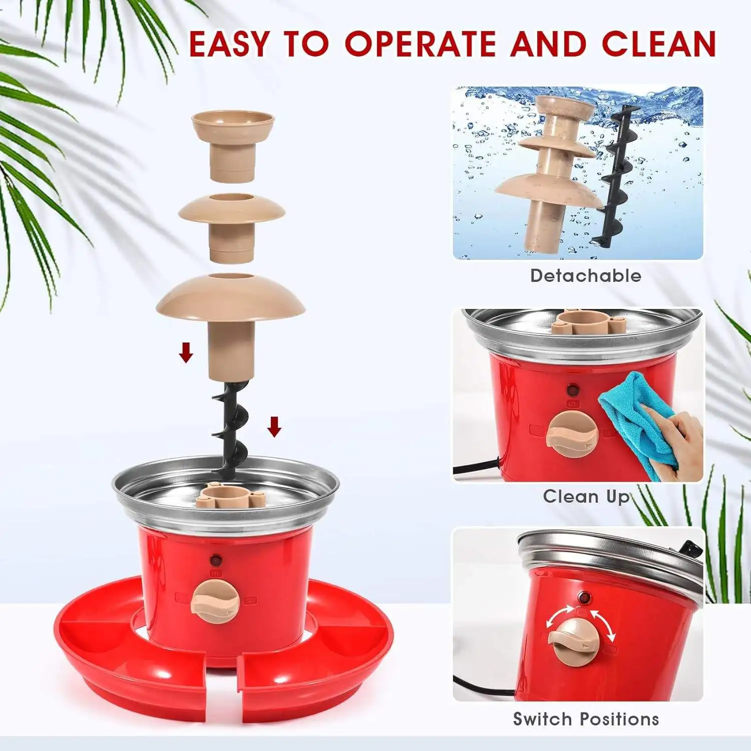 Chocolate Fountain Creative Design Melting Heating Fondue for Party Christmas