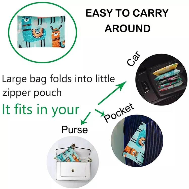 Cheap custom reusable large folding RPET non woven 190T 210tT 210D 420D polyester fold bag foldable shopping bag