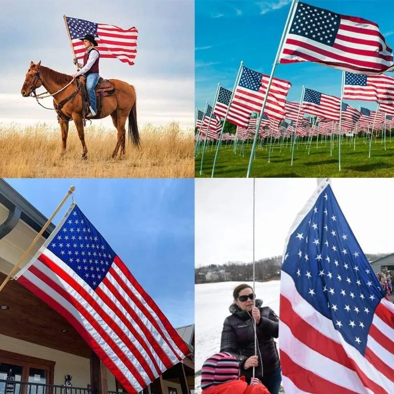 Custom America Heavy Duty Longest Lasting 3x5ft USA Flag American Embroidered Different Size Outdoor Usage Decoration